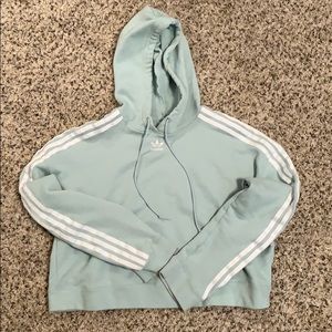 Seafoam green cropped Adidas hoodie